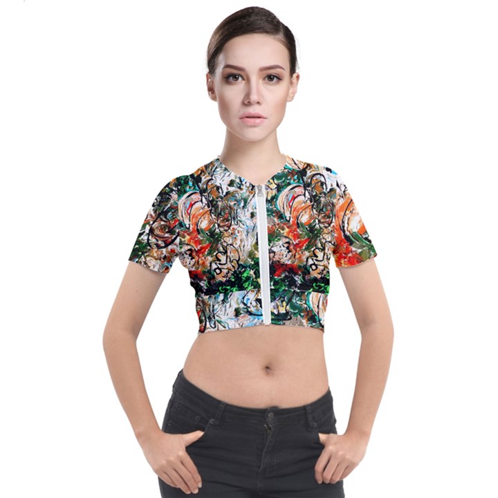 Lilies In A Vase 1 2 Short Sleeve Cropped Jacket