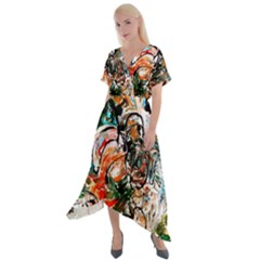 Lilies In A Vase 1 2 Cross Front Sharkbite Hem Maxi Dress by bestdesignintheworld