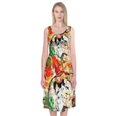 Lilies In A Vase 1 4 Midi Sleeveless Dress