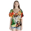 Lilies In A Vase 1 4 V-Neck Flutter Sleeve Top View1