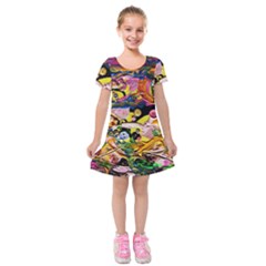 Alice Walk 1 2 Kids  Short Sleeve Velvet Dress by bestdesignintheworld