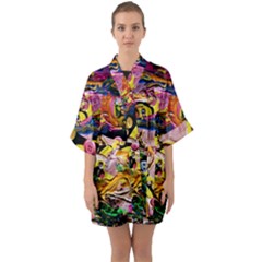 Alice Walk 1 2 Half Sleeve Satin Kimono  by bestdesignintheworld