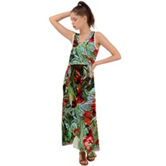 Eden Garden 1 4 V-neck Chiffon Maxi Dress by bestdesignintheworld