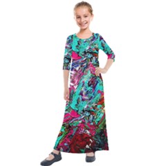 Red And Green 1 1 Kids  Quarter Sleeve Maxi Dress by bestdesignintheworld