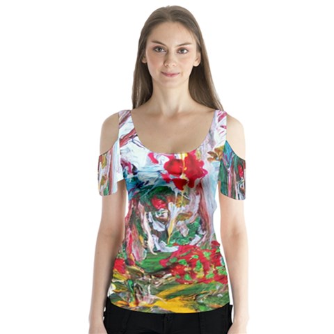 Eden Garden 1 6 Butterfly Sleeve Cutout Tee  by bestdesignintheworld