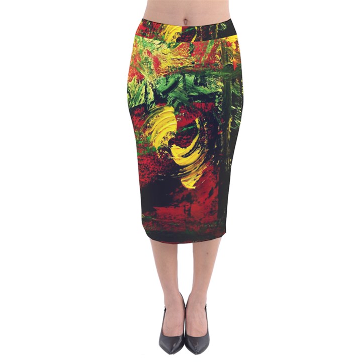 Revelation 1 3 Velvet Midi Pencil Skirt