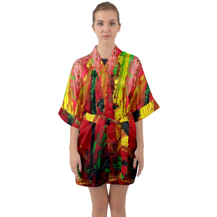 Revelation 1 4 Half Sleeve Satin Kimono 