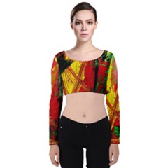 Revelation 1 4 Velvet Long Sleeve Crop Top by bestdesignintheworld