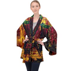 Revelation 1 9 Long Sleeve Velvet Kimono  by bestdesignintheworld