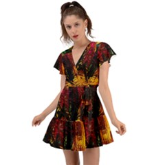 Revelation 1 9 Flutter Sleeve Wrap Dress