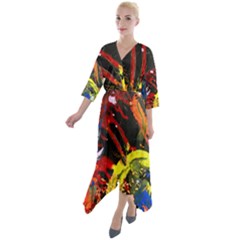 Parade Of The Planets 1 1 Quarter Sleeve Wrap Front Maxi Dress