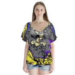 Motion And Emotion 1 1 V-neck Flutter Sleeve Top by bestdesignintheworld