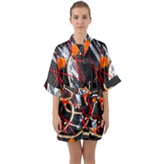 Collage 1 1 Half Sleeve Satin Kimono  by bestdesignintheworld