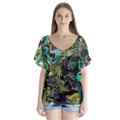 Forest 1 1 V-neck Flutter Sleeve Top by bestdesignintheworld