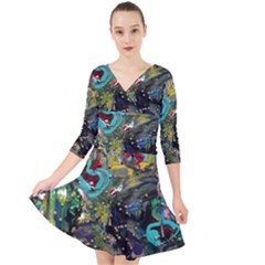 Forest 1 1 Quarter Sleeve Front Wrap Dress by bestdesignintheworld