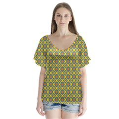 Df Teelanka V-neck Flutter Sleeve Top by deformigo