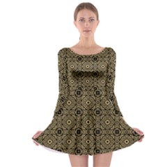 Df Tobacco Field Long Sleeve Skater Dress by deformigo