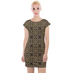 Df Tobacco Field Cap Sleeve Bodycon Dress by deformigo