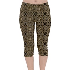 Df Tobacco Field Velvet Capri Leggings  by deformigo