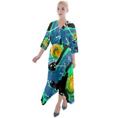 Rancho 1 1 Quarter Sleeve Wrap Front Maxi Dress