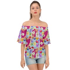 Flowers Trapped In Chains Off Shoulder Short Sleeve Top by fabqa