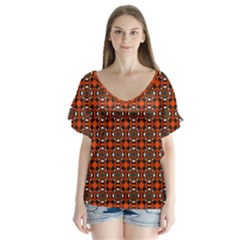 Df Mandarino V-neck Flutter Sleeve Top by deformigo