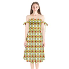 Df Giorgio Panfili Shoulder Tie Bardot Midi Dress by deformigo