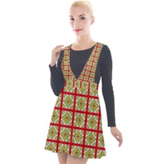 Df Hackberry Grid Plunge Pinafore Velour Dress by deformigo