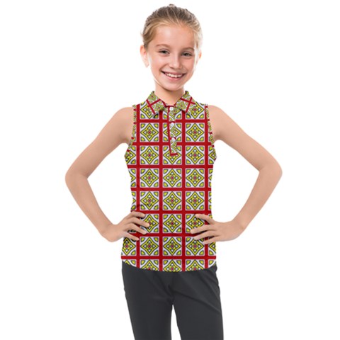 Df Hackberry Grid Kids  Sleeveless Polo Tee by deformigo