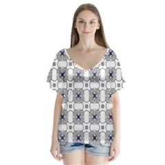 Df Snowland V-neck Flutter Sleeve Top by deformigo