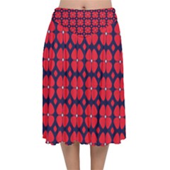 Df Clematis Velvet Flared Midi Skirt by deformigo