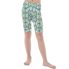 Colored Geometric Ornate Patterned Print Kids  Mid Length Swim Shorts by dflcprintsclothing