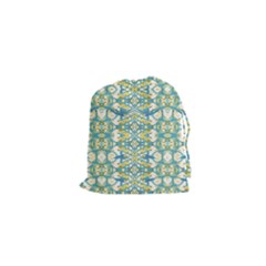 Colored Geometric Ornate Patterned Print Drawstring Pouch (xs)