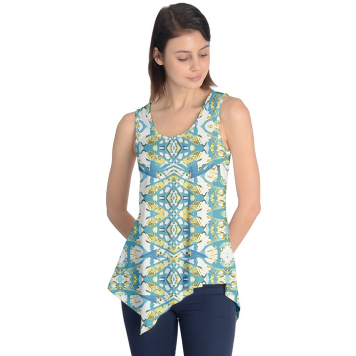 Colored Geometric Ornate Patterned Print Sleeveless Tunic