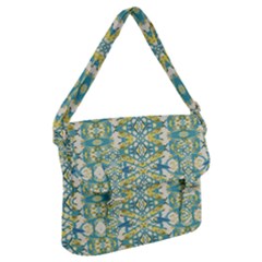 Colored Geometric Ornate Patterned Print Buckle Messenger Bag