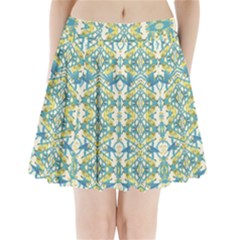 Colored Geometric Ornate Patterned Print Pleated Mini Skirt