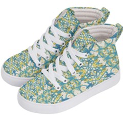 Colored Geometric Ornate Patterned Print Kids  Hi-top Skate Sneakers