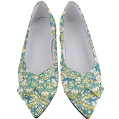 Colored Geometric Ornate Patterned Print Women s Bow Heels