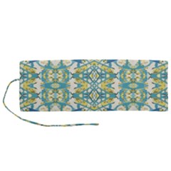 Colored Geometric Ornate Patterned Print Roll Up Canvas Pencil Holder (m)