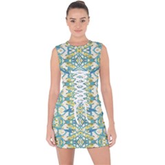 Colored Geometric Ornate Patterned Print Lace Up Front Bodycon Dress by dflcprintsclothing