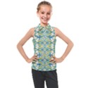 Colored Geometric Ornate Patterned Print Kids  Sleeveless Polo Tee View1