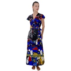 Holidays 1 1 Flutter Sleeve Maxi Dress