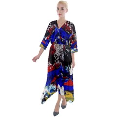 Holidays 1 1 Quarter Sleeve Wrap Front Maxi Dress