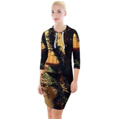 Christmas Tree  1 16 Quarter Sleeve Hood Bodycon Dress