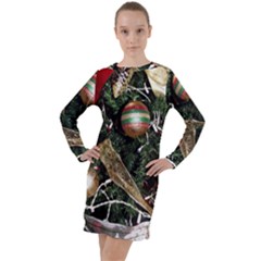 Christmas Tree  1 19 Long Sleeve Hoodie Dress