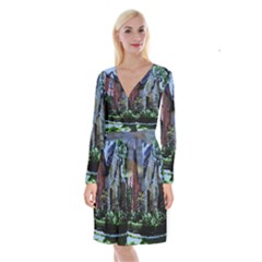 Hot Day In Dallas 53 Long Sleeve Velvet Front Wrap Dress by bestdesignintheworld