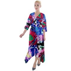 Combat Trans 6 Quarter Sleeve Wrap Front Maxi Dress