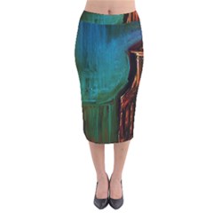 Ceramics Of Ancient Land 10 Velvet Midi Pencil Skirt by bestdesignintheworld