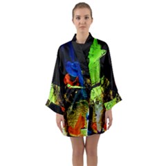 I Wonder 1 Long Sleeve Satin Kimono by bestdesignintheworld