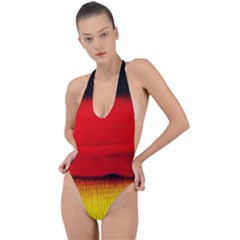 Colors And Fabrics 7 Backless Halter One Piece Swimsuit